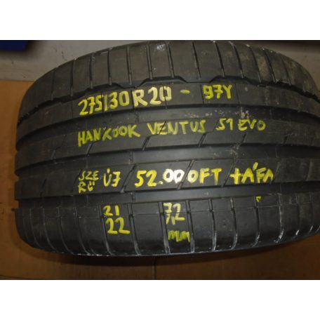 1 DB! [GYÁRI ÚJSZERŰ] 275/30R20 - 97Y - HANKOOK VENTUS S1 EVO NYÁRI GUMI - DOT: 2122 - 7.2mm 