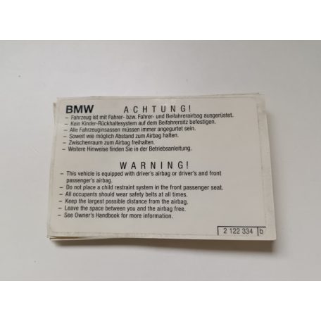 (GYÁRI ÚJ) BMW Légzsák matrica 