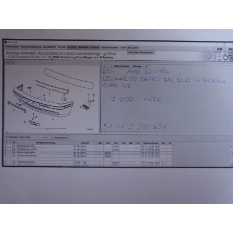 BMW E34 1990 02.-től Lökhárító Betét Bal első M Technik /Gyári új/