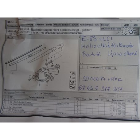 [GYÁRI BONTOTT, újszerű]  BMW - Hátsó ablaktörlőmotor / X3 / E83+LCI