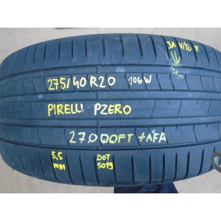 1db! [HASZNÁLT] JAVÍTOTT! - 275/40R20 - 106W - Pirelli PZERO - Dot: 5019 ; 5,5mm 