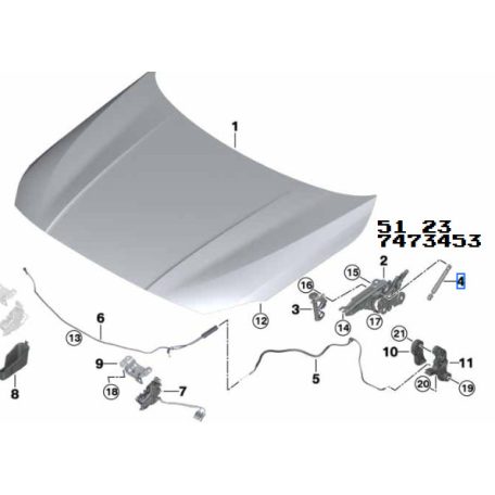 [GYÁRI ÚJ] BMW MOTORHÁZTETŐ TELESZKÓP | 1-ES F40; F70 / 2-ES F44 / F74 / F78 | 51 23 7473453