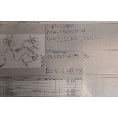 [GYÁRI BONTOTT] BMW - HIDRAULIKA CSŐ - 5-ÖS / E60+LCI ; E61+LCI - 32416781798