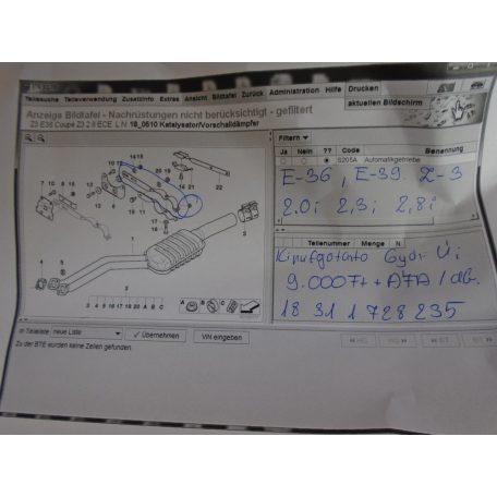 [GYÁRI ÚJ] BMW - Kipufogó tartó / E36 , E39 Z3 / 2.0i , 2,3i , 2.8i 