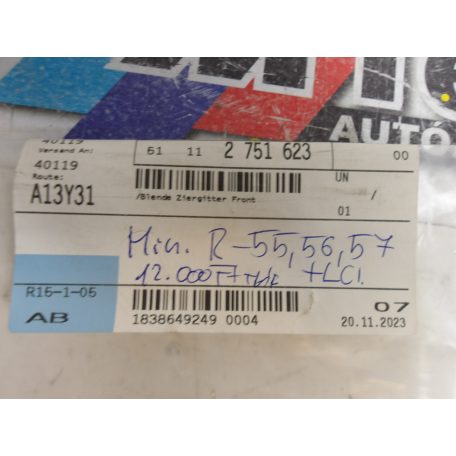 (GYÁRI ÚJ) MINI ELSŐ LÖKHÁRÍTÓ DÍSZLÉC R55/R56/R57+LCI