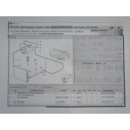 ÁR/DB [GYÁRI BONTOTT] BMW - KLÍMACSŐ - 5-ÖS - E39 - |CSZ.: 8384859|