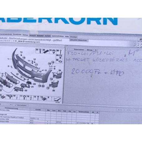 [GYÁRI ÚJ] BMW KÖZÉPSŐ RÁCS ("M" / ACC-S ) |  3-AS F30 +LCI / F31 + LCI |  51 11 8068135