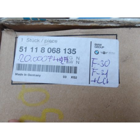 [GYÁRI ÚJ] BMW KÖZÉPSŐ RÁCS ("M" / ACC-S ) |  3-AS F30 +LCI / F31 + LCI |  51 11 8068135