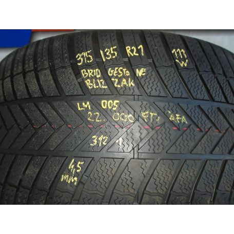 ÁR/DB! [GYÁRI HASZNÁLT] 2DB TÉLI GUMI!  315/35R21 - 111W - BRIDGESTONE BLIZZAK - LM005 - DOT: 3121 - kb 4,5mm