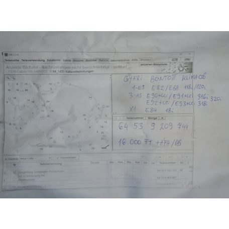 ÁR/DB [GYÁRI BONTOTT] BMW - KLÍMACSŐ - 1-ES - E82 / E88; 3-AS - E90 +LCI/ E91 +LCI/ E92 +LCI/ E93 +LCI; X1-ES - E84 - |CSZ.: 9209744|
