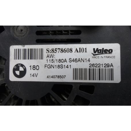 [GYÁRI BONTOTT] BMW - GENERÁTOR - 180 A - 14V - 1-ES , 3-AS / F20+LCI , F21+LCI ; F22 ; F30+LCI ; F31+LCI , F34 GT , F32 , F33, F36 - CIKKSZÁM: 8578608