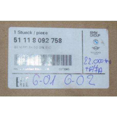 [GYÁRI ÚJ] BMW - LÉGBEÖMLŐ BURKOLAT , jobb első!  - X3 ; X4 - G01 ; G02 - 51118092758