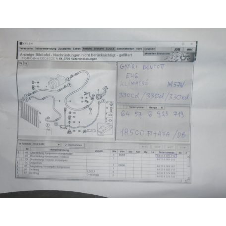 ÁR/DB [GYÁRI BONTOTT] BMW - KLÍMACSŐ - 3-AS E46 - |CSZ.: 6925719|