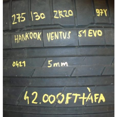 [GYÁRI HASZNÁLT] 1DB NYÁRI GUMI - 275/30ZR20 - 97Y - HANKOOK - VENTUS S1 EVO - DOT: 0421 , 5mm 