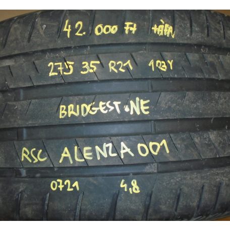 [GYÁRI HASZNÁLT] 1 DB - NYÁRI GUMI - 275/35R21 - 103Y - BRIDGESTONE - ALENZA 001 - RSC DEFEKT TŰRŐ -  DOT: 0721 - 4,8mm