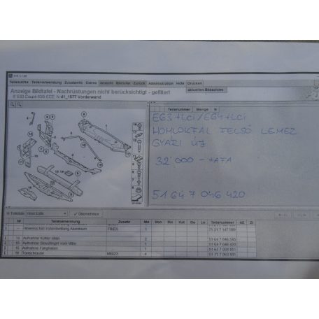 [GYÁRI ÚJ] BMW Homlokfal felső lemez 6-os sorozat / E63 + LCI / E64 + LCI 