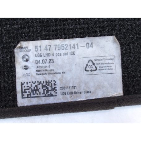 [GYÁRI ÚJ] BMW UTASTÉRSZŐNYEG (hiányos) | X1 U11 / X2 U10 / 2-ES U06 | 51 47 5A498E7