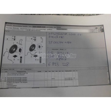 GYÁRI ÚJ HÁTSÓ FÉKBETÉT G30/G31/G11/G12/G15/G16 G05/G06/G07 6885187