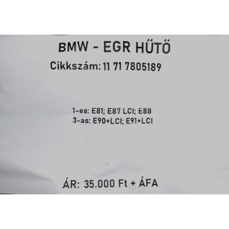 [GYÁRI BONTOTT] BMW - EGR HŰTŐ - 1-es; 3-as - 11 71 7805189