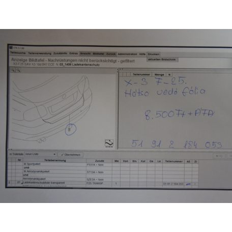 BMW /X3 / F25 Hátsó védő fólia