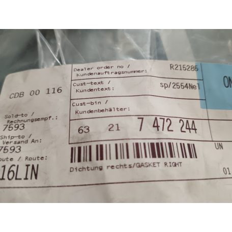 (GYÁRI ÚJ) BMW MINI Hátsó lámpa tömítés jobb oldali F60