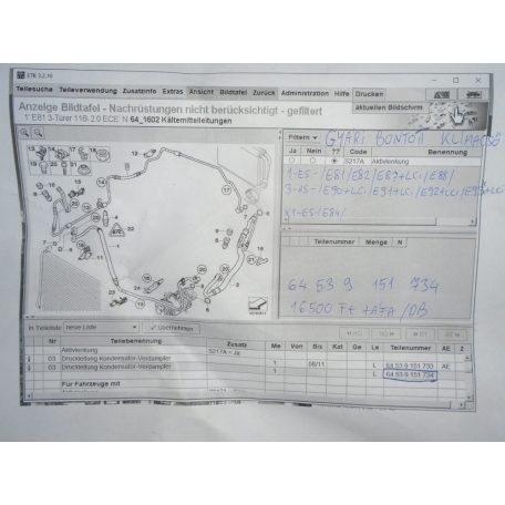 ÁR/DB [GYÁRI BONTOTT] BMW - KLÍMACSŐ - 1-ES -/E81/E82/E87+LCI/E88/; 3-AS -/E90+LCI/E91+LCI/E92+LCI/E93+LCI/; X1-ES -/E84/- |CSZ.: 9151734|
