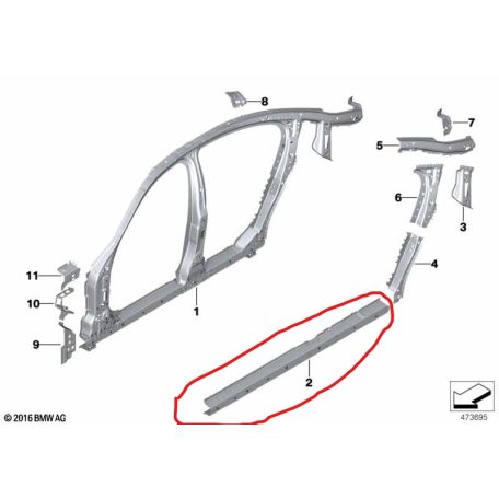 [GYÁRI ÚJ] BMW JOBB OLADLI KÜLSŐ KÜSZÖBMERERVÍTŐ | 5-ÖS / M5 | 4100 7437468