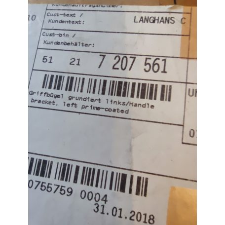 (GYÁRI ÚJ) BMW Külső ajtókilincs bal első F20+LCI / F21+LCI / F22+LCI / F87 M2+LCI / F23+LCI / E90+LCI / E91+LCI / E92+LCI / E93+LCI / F30+LCI / F80 M3+LCI / F31+LCI / F34 GT+LCI / F32+LCI 