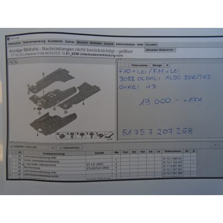 [GYÁRI ÚJ] BMW Jobb oldali alsó burkolat 5-ös sorozat / F10+LCI / F11+LCI 