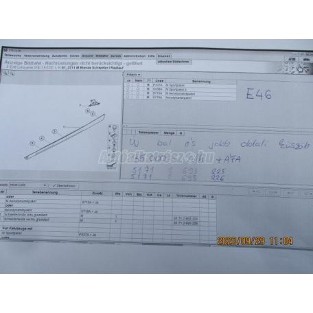 (GYÁRI ÚJ) ÁR/DB  BMW E46 Sedan/ Touring M-es Küszöb - bmw 3-as sorozat