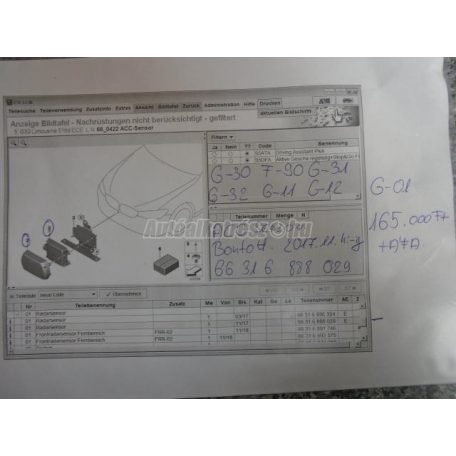 Acc távolságtartó radar szenzor - bmw 5-ös sorozat,6-os sorozat,7-es sorozat,x3