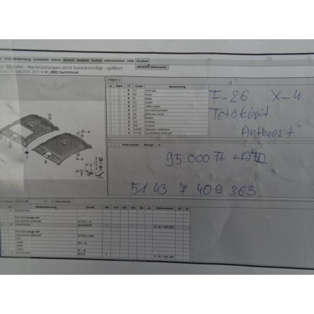 [GYÁRI ÚJ] BMW - Tetőkárpit (Anthrazit) X4 / F26 
