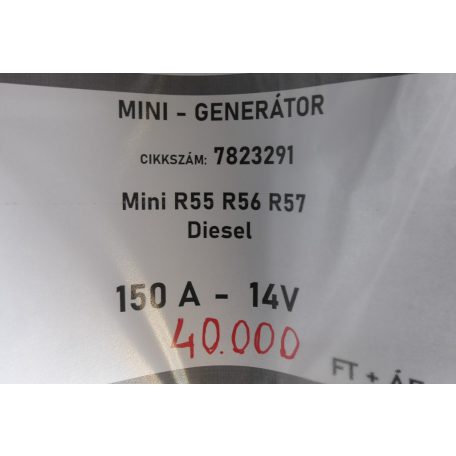 [GYÁRI BONTOTT] MINI - GENERÁTOR - 150 A - 14V - MINI R55 ; R56 ; R57 - CIKKSZÁM: 7823291