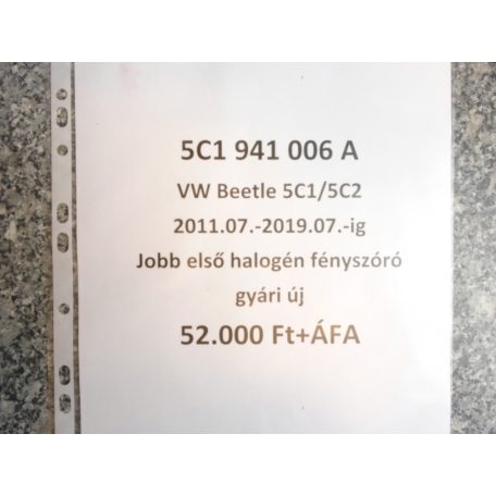 [GYÁRI ÚJ] Volkswagen Beetle 5C1/5C2 JOBB első halogén fényszóró