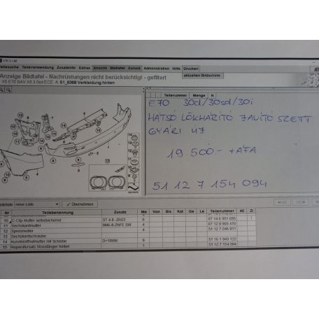 [GYÁRI ÚJ] BMW Hátsó lökhárító javító szett X5 / E70  30D / 30sd / 30i 