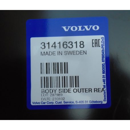 [GYÁRI ÚJ] VOLVO - KAROSSZÉRIA ELEM, JOBB HÁTSÓ + BELSŐ ELEM - VOLVO XC 90 (2016-->)