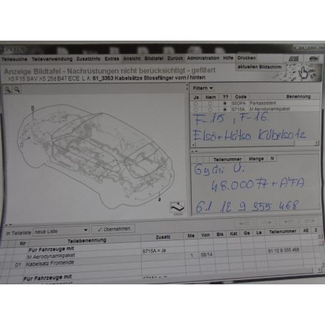 [GYÁRI ÚJ] BMW - Első + hátsó kábelköteg F15 , F16 / X5 , X6