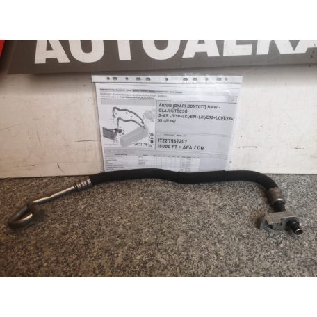 ÁR/DB [GYÁRI BONTOTT] BMW - OLAJHŰTŐCSŐ	 - 3-AS -/E90+LCI/E91+LCI/E92+LCI/E93+LCI/; X1 -/E84/	-| 1722	7567207 |