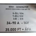 [GYÁRI BONTOTT] BMW - GENERÁTOR -  34-90 A - 5-ÖS ; 7-ES / E34 ; E32 - 3.0i ; 3.5i - BOSCH CIKKSZÁM: 0 120 469 775 