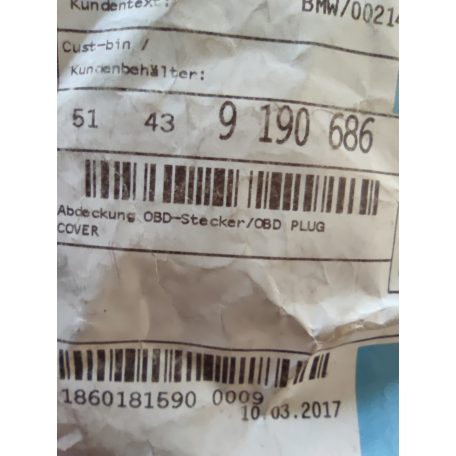 (GYÁRI ÚJ) BMW OBD Csatlakozó fedél X3 F25 / X4 F26