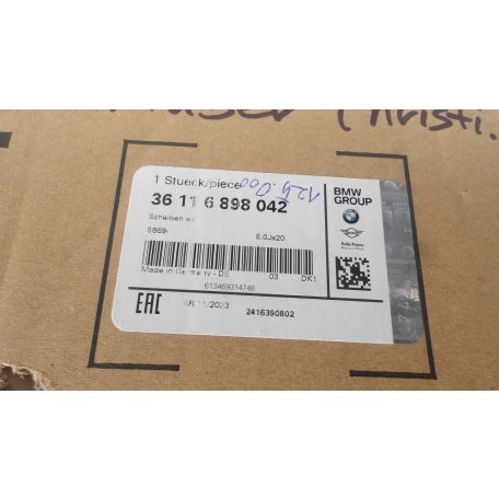 [GYÁRI ÚJ] BMW U10/U11 FELNI STYLE 869I 8JX20 ET46 6898042