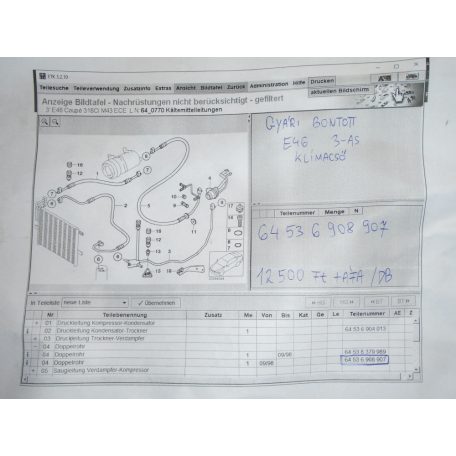 ÁR/DB [GYÁRI BONTOTT] BMW - KLÍMACSŐ - 3-AS E46 - |CSZ.: 6908907|