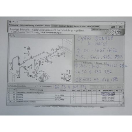 [GYÁRI BONTOTT] BMW - KLÍMACSŐ - 7-ES / E65 ; E66 - 735i ; 740i , 745i ; 750i ; 735Li ; 740Li ; 745Li ; 750Li - 64509187296