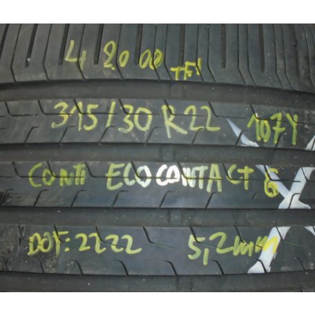 [GYÁRI BONTOTT] NYÁRI GUMI - 315 / 30 R22 - 107Y - CONTINENTAL CONTI ECOCONTACT 6 - DOT: 2222 ;  5,2mm 