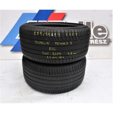 (2db | ÁR/DB)[GYÁRI HASZNÁLT] MICHELIN- PRIMACY 3 (RSC) | 275/35R19 100Y DOT: 2419 | 4.8MM