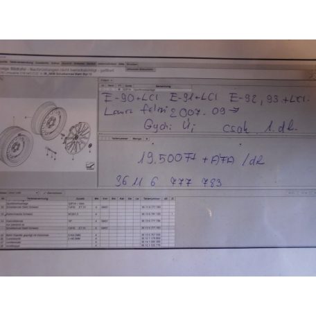[GYÁRI ÚJ] BMW - Lemez felni / 3-as / E90+LCI , E91+LCI, E92, E93+LCI (2007.09-től) 1 db!