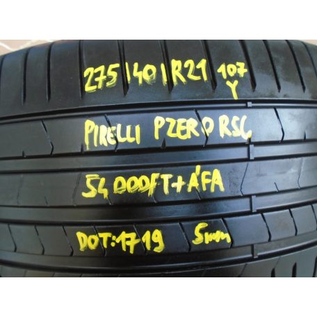 1db! [GYÁRI HASZNÁLT] 275/40R21 - 107Y - Pirelli PZERO RSC (Defekttűrő) - DOT 1719 - 5mm