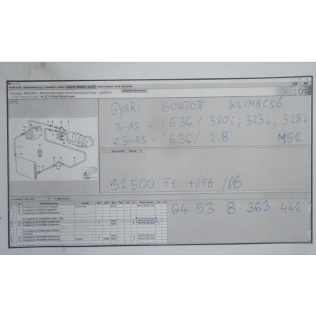 ÁR/DB [GYÁRI BONTOTT] BMW - KLÍMACSŐ - 3-AS -/E36/; Z3-AS -/E36/ - |CSZ.: 8363442|