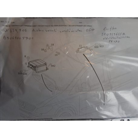 [GYÁRI ÚJ] Mercedes-Benz - Légzsákvezérlő - vezetőutas, Vito , W639, W906 (2005-től) (Crafter oldallégzsáknélkülihez) 