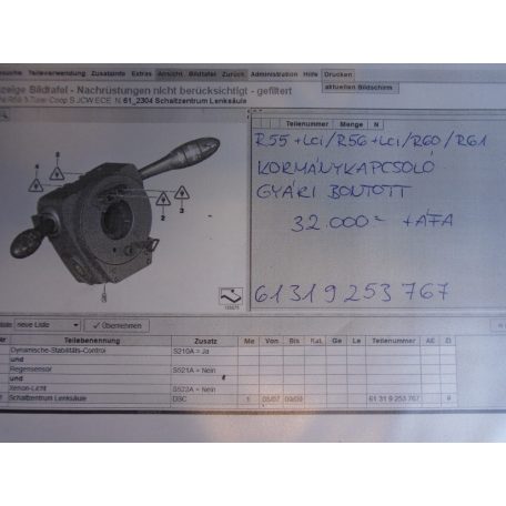 MINI Kormánykapcsoló  / R55+LCI / R56+LCI / R60 / R61 